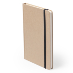 Carnet en carton recyclé, élastique coloré, feuilles lisses format A5 couleur noir première vue