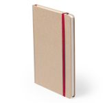 Carnet en carton recyclé, élastique coloré, feuilles lisses format A5 couleur rouge première vue