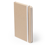 Carnet en carton recyclé, élastique coloré, feuilles lisses format A5 couleur blanc première vue