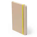 Carnet en carton recyclé, élastique coloré, feuilles lisses format A5 couleur jaune première vue