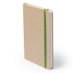 Carnet en carton recyclé, élastique coloré, feuilles lisses format A5 couleur vert première vue