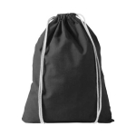 Sac à dos personnalisé à cordons en coton 100 g/m2 Duo Cotton couleur noir vue frontale