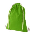 Sac à dos personnalisé à cordons en coton 100 g/m2 Duo Cotton couleur vert lime deuxième vue frontale