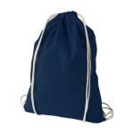 Sac à dos personnalisé à cordons en coton 100 g/m2 Duo Cotton couleur bleu foncé deuxième vue frontale