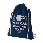 Sac à dos personnalisé à cordons en coton 100 g/m2 Duo Cotton couleur bleu foncé