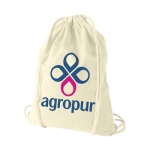Sac à dos personnalisé à cordons en coton 100 g/m2 Duo Cotton couleur naturel vue impression sérigraphique