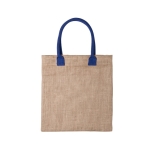 Tote bag avec logo en jute avec anses colorées en coton Jute Colorhand couleur bleu première vue
