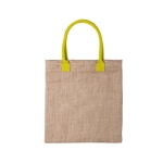 Tote bag avec logo en jute avec anses colorées en coton Jute Colorhand couleur jaune première vue