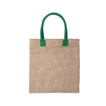 Tote bag avec logo en jute avec anses colorées en coton Jute Colorhand couleur vert première vue