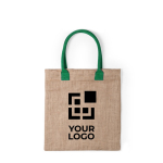 Tote bag avec logo en jute avec anses colorées en coton Jute Colorhand vue principale