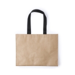 Sac non tissé et papier avec poignées noires 140 g/m2 Exclusif couleur beige troisième vue