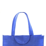 Sac non tissé pliable pas cher avec résistance de 9 kg et 90 g/m2 Flap couleur bleu troisième vue