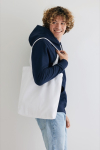 Sac personnalisé en coton recyclé renforcé 145 g/m2 Waterless couleur blanc vue avec modèle