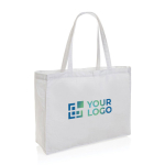 Grand sac cadeau en coton recyclé imprimé ou brodé 145 g/m2 Waterless couleur blanc avec zone d'impression