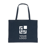 Grand sac cadeau en coton recyclé imprimé ou brodé 145 g/m2 Waterless couleur bleu marine avec zone d'impression
