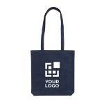 Tote bag recyclé avec poignées longues 330 g/m2 Waterless Strong couleur bleu deuxième vue