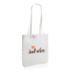 Tote bag recyclé avec poignées longues 330 g/m2 Waterless Strong couleur blanc vue avec logo