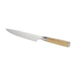 Couteau de chef en acier inoxydable avec manche en bambou Chef couleur bois clair vue impression avec logo 2