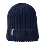 Bonnet en coton biologique avec revers plié Elevate™ Ives couleur bleu marine deuxième vue frontale
