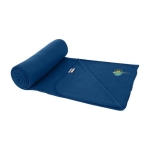 Couverture polaire publicitaire intérieur-extérieur avec housse RPET couleur bleu marine