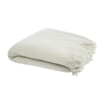 Couverture en mohair et RPET en tons clairs à franges 215 g/m² Mohair couleur gris clair deuxième vue