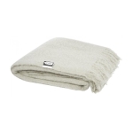 Couverture en mohair et RPET en tons clairs à franges 215 g/m² Mohair couleur gris clair troisième vue