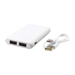Power Bank de poche de 5.000 mAh avec deux ports USB Heroe couleur blanc deuxième vue