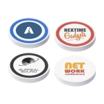 Socle de recharge sans fil rond avec une touche de couleur ColorRound couleur blanc vue avec impression sérigraphique