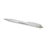 Stylo translucides recyclés avec encre bleue Marksman® Honhua vue avec impression sérigraphique