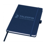 Carnet recyclé d'entreprise A5 avec pages lignées Marksman® Honhua couleur bleu marine vue impression sérigraphique