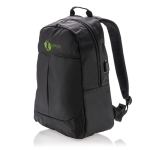 Sac à dos pour ordinateur de 15´´ avec port USB pour powerbank Oslo couleur noir vue avec logo