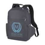 Sacs à dos personnalisés rembourrés pour ordinateur de 15´´ Iconic couleur gris foncé vue impression sérigraphique