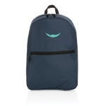 Sac à dos basique fabriqué en matériaux recyclés Scolaire Basic couleur bleu marine vue avec logo