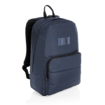 Sac à dos éco pour ordinateur de 15,6´´ avec marqueur AWARE™ Pocket couleur bleu marine vue avec logo