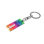 Porte-clés rectangulaire avec design en goutte de résine Rectangle couleur argenté