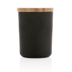 Bougie à l'arôme subtil avec couvercle en bambou et logo Jasmine couleur noir quatrième vue