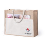 Sac cabas toile de jute personnalisable avec poche Pocket XL couleur naturel première vue