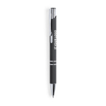 Stylo personnalisé en métal avec caoutchouc encre bleue vue principale