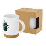 Tasse avec logo en céramique avec base en liège 425ml Contempo Cork couleur blanc
