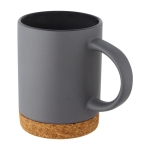 Tasse avec logo en céramique avec base en liège 425ml Contempo Cork couleur gris foncé