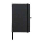 Carnets recyclés personnalisés A5 pages lignées PU Love Recycle couleur noir deuxième vue frontale