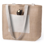 Sac publicitaire avec poche frontale et soufflet Jute Trendy couleur naturel