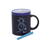 Tasse personnalisée en céramique et ardoise avec craie 350ml Chalk couleur bleu