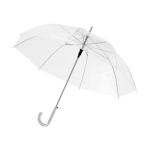 Parapluie transparent personnalisé avec logo sur le manche Ø98 Blanc couleur blanc deuxième vue frontale