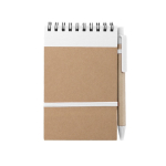 Bloc de notes avec stylo en carton A6 pages lignées EcoSpirale couleur blanc première vue