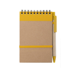 Bloc de notes avec stylo en carton A6 pages lignées EcoSpirale couleur jaune première vue