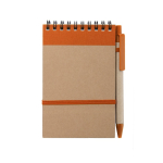 Bloc de notes avec stylo en carton A6 pages lignées EcoSpirale couleur orange première vue