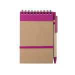 Bloc de notes avec stylo en carton A6 pages lignées EcoSpirale couleur fuchsia première vue