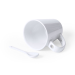 Sublimation tasse avec image circulaire et cuillère 350ml Sublimcon couleur blanc deuxième vue