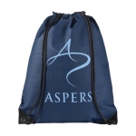 Sac à dos à cordon non tissé 80 g/m2 avec logo d'entreprise Original couleur bleu marine deuxième vue impression sérigraphique